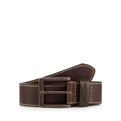 Wrangler Big and tall brown contrast stitched leather belt